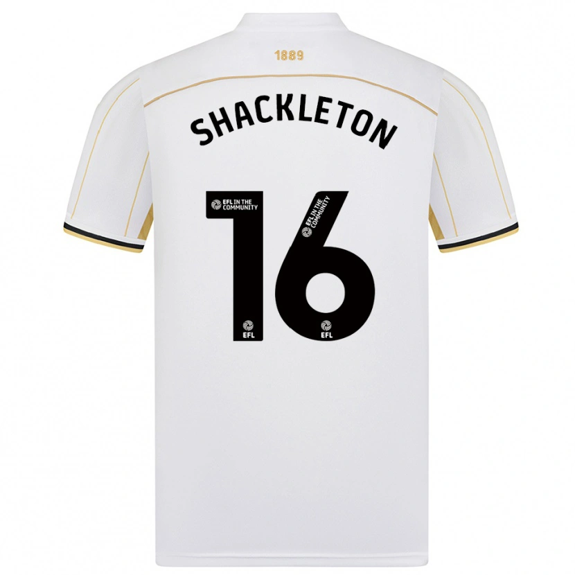 Danxen Kinder Jamie Shackleton #16 Weiß Gold Auswärtstrikot Trikot 2025/26 T-Shirt