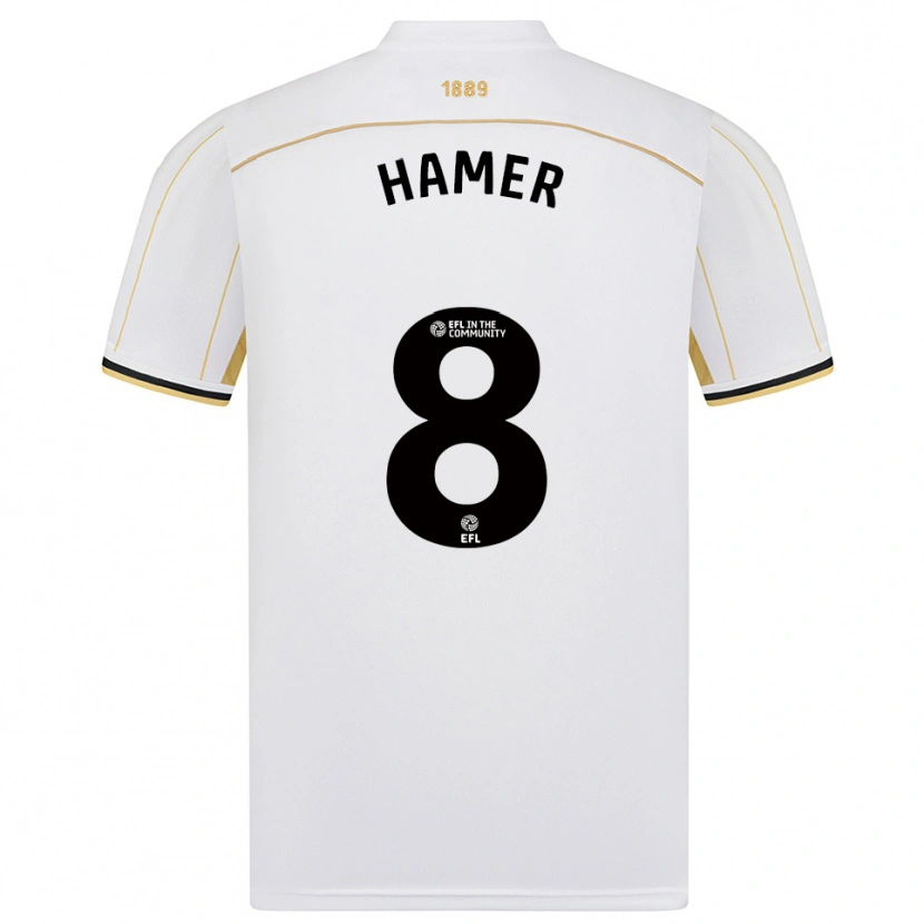 Danxen Kinder Gustavo Hamer #8 Weiß Gold Auswärtstrikot Trikot 2025/26 T-Shirt