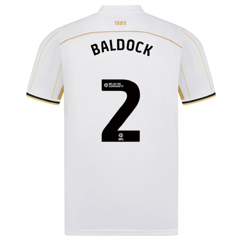 Danxen Kinder George Baldock #2 Weiß Gold Auswärtstrikot Trikot 2025/26 T-Shirt