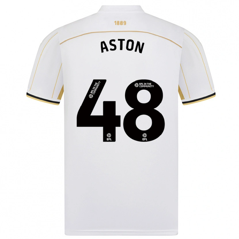 Danxen Kinder Sam Aston #48 Weiß Gold Auswärtstrikot Trikot 2025/26 T-Shirt