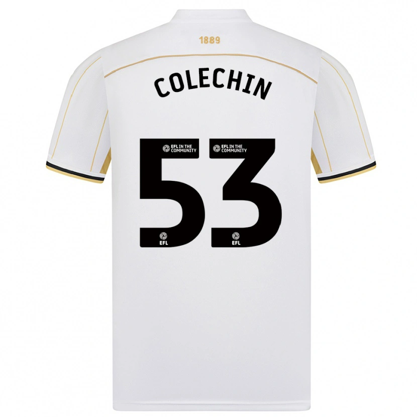 Danxen Kinder Sam Colechin #53 Weiß Gold Auswärtstrikot Trikot 2025/26 T-Shirt