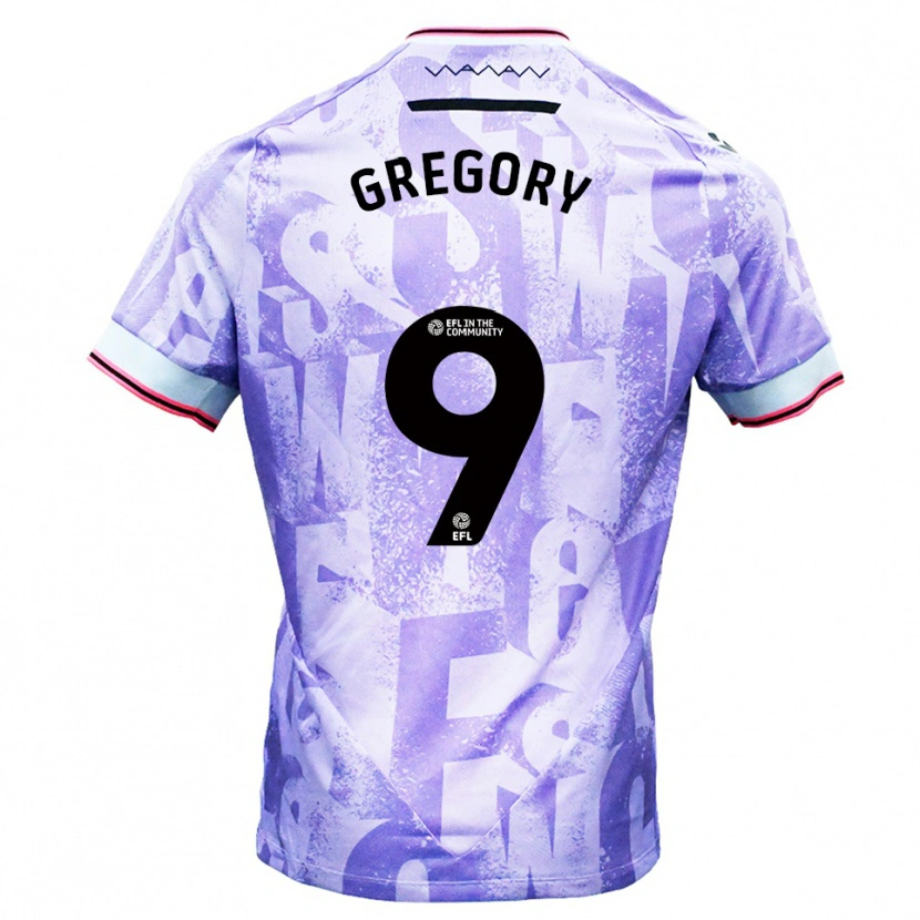 Danxen Kinder Lee Gregory #9 Lila Weiß Auswärtstrikot Trikot 2025/26 T-Shirt