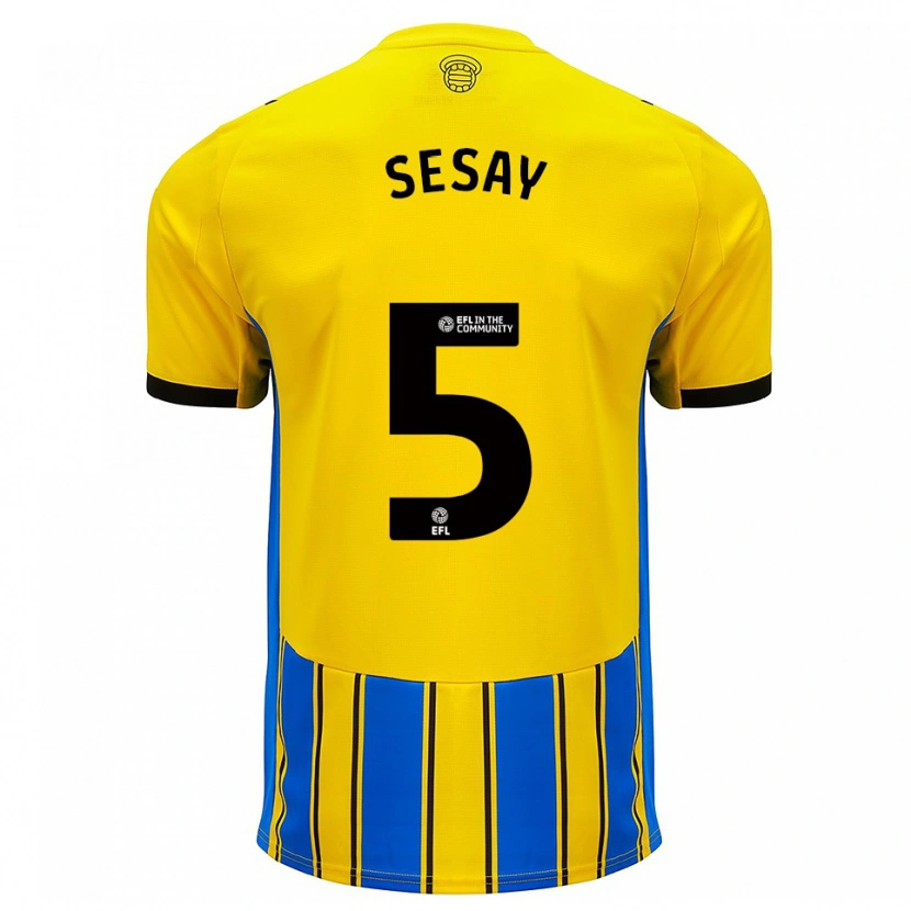 Danxen Kinder Moses Sesay #5 Blau Gelb Auswärtstrikot Trikot 2025/26 T-Shirt