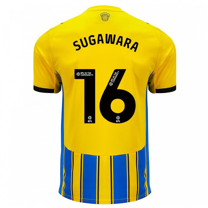 Danxen Kinder Yukinari Sugawara #16 Blau Gelb Auswärtstrikot Trikot 2025/26 T-Shirt