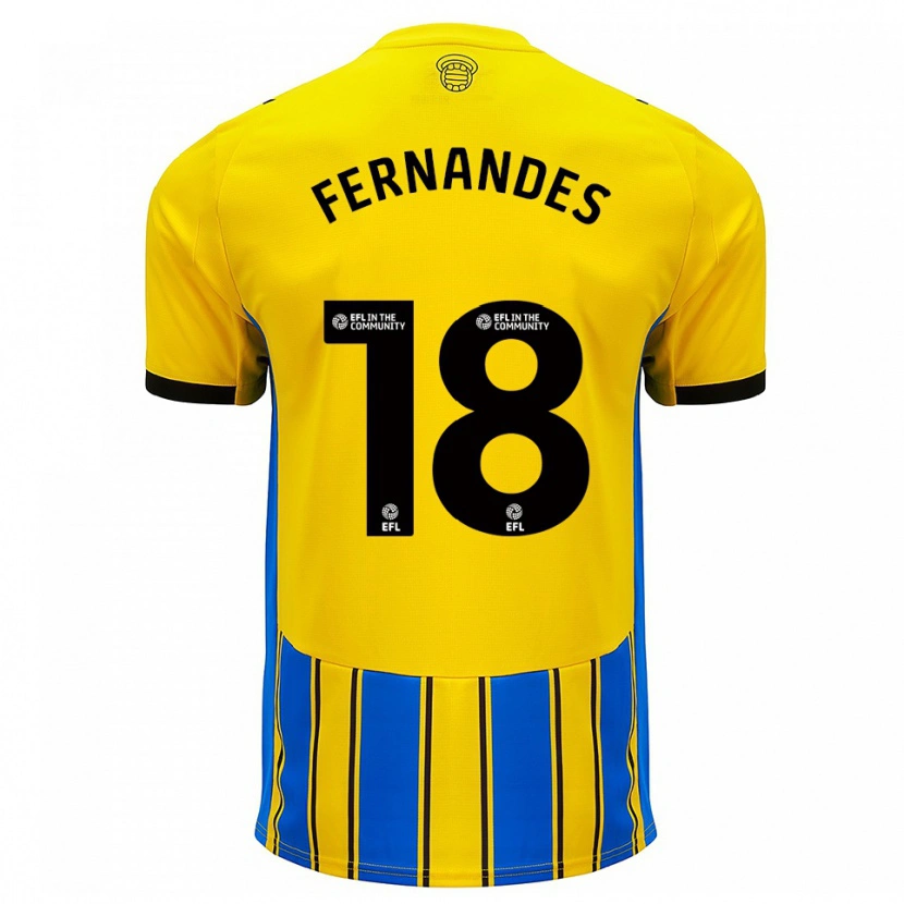 Danxen Kinder Mateus Fernandes #18 Blau Gelb Auswärtstrikot Trikot 2025/26 T-Shirt