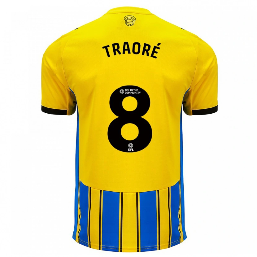 Danxen Kinder Daouda Traoré #8 Blau Gelb Auswärtstrikot Trikot 2025/26 T-Shirt