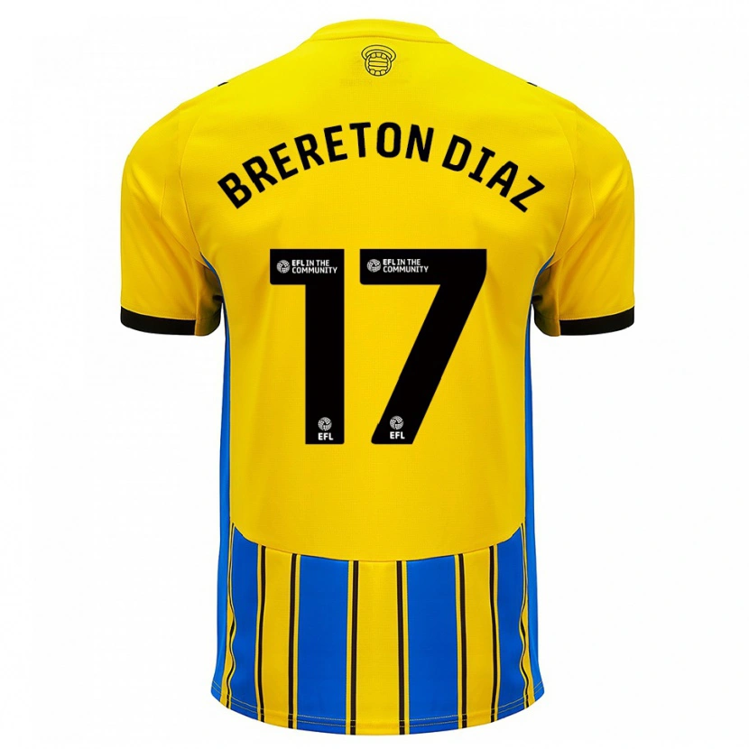 Danxen Kinder Ben Brereton Díaz #17 Blau Gelb Auswärtstrikot Trikot 2025/26 T-Shirt