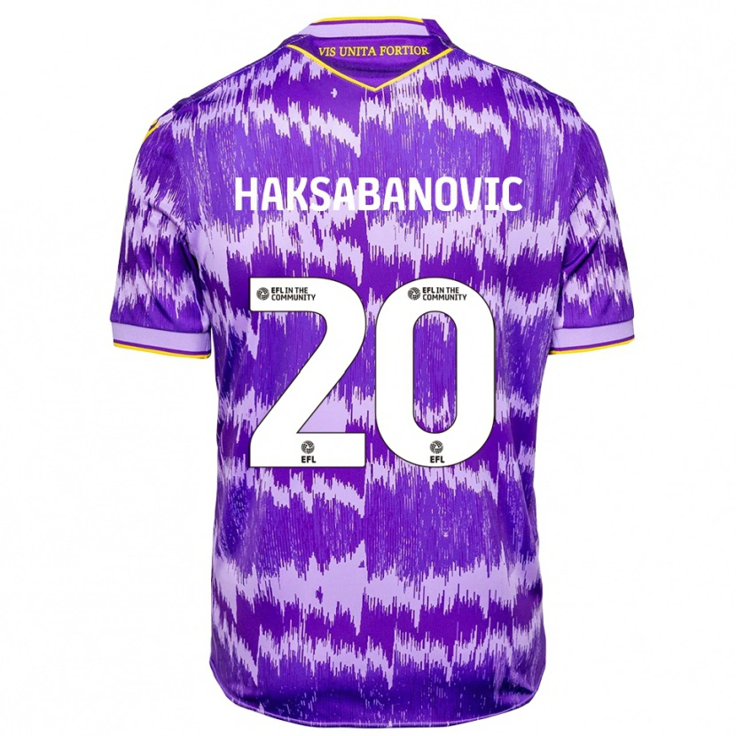 Danxen Kinder Sead Hakšabanović #20 Lila Gelb Auswärtstrikot Trikot 2025/26 T-Shirt