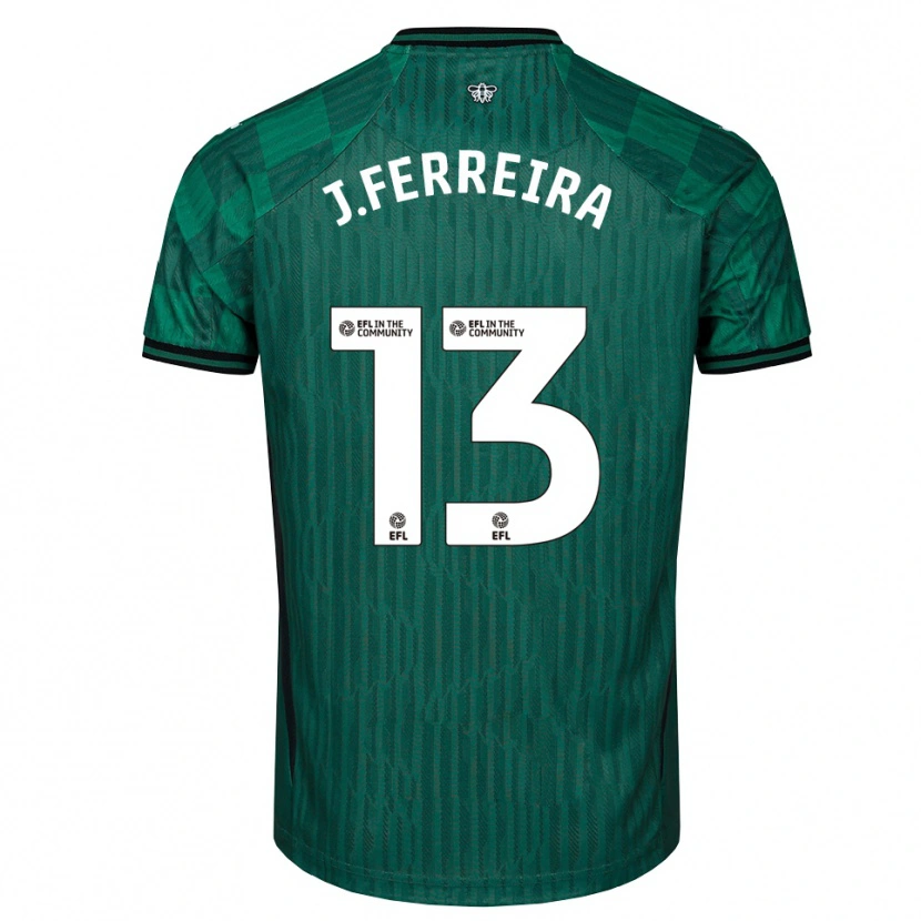 Danxen Kinder João Ferreira #13 Grün Schwarz Auswärtstrikot Trikot 2025/26 T-Shirt