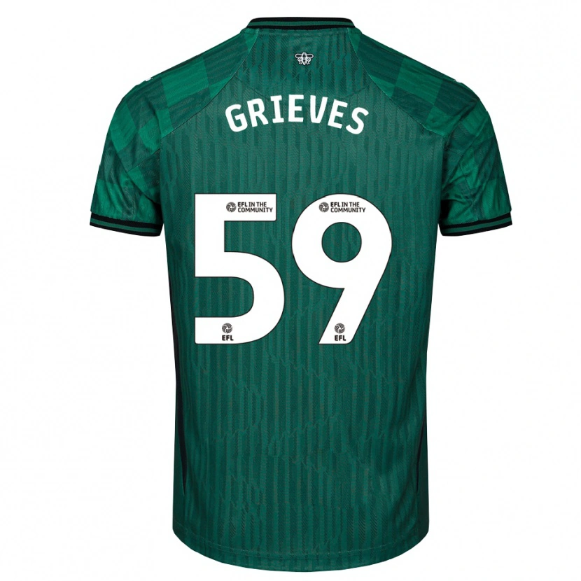 Danxen Kinder Jack Grieves #59 Grün Schwarz Auswärtstrikot Trikot 2025/26 T-Shirt