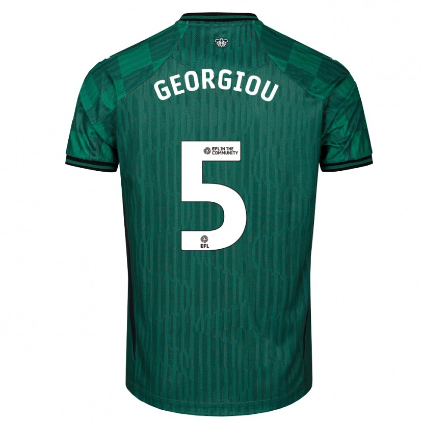 Danxen Kinder Tom Georgiou #5 Grün Schwarz Auswärtstrikot Trikot 2025/26 T-Shirt