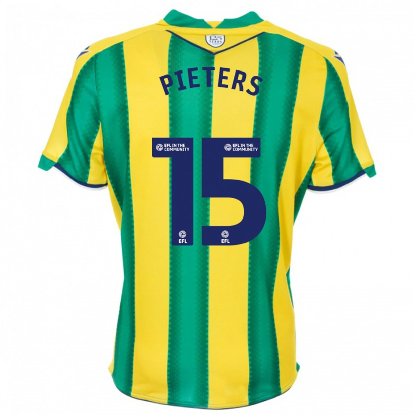 Danxen Kinder Erik Pieters #15 Gelb Grün Auswärtstrikot Trikot 2025/26 T-Shirt