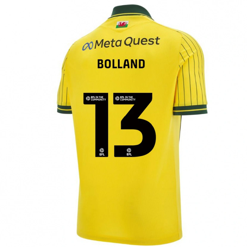 Danxen Kinder Charlotte Bolland #13 Gelb Grün Auswärtstrikot Trikot 2025/26 T-Shirt