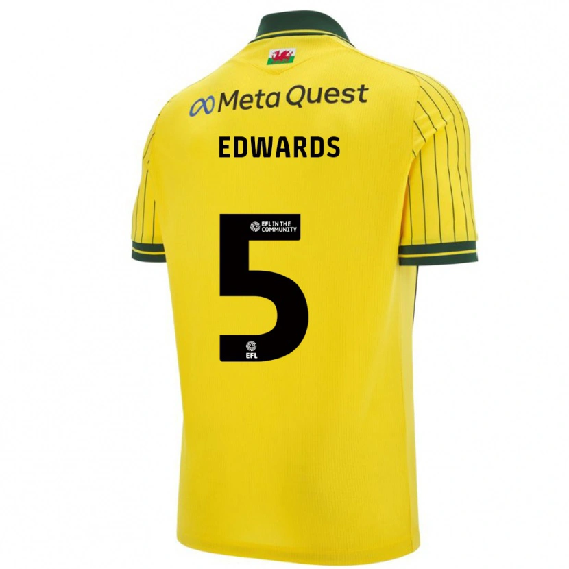 Danxen Kinder Dafydd Edwards #5 Gelb Grün Auswärtstrikot Trikot 2025/26 T-Shirt