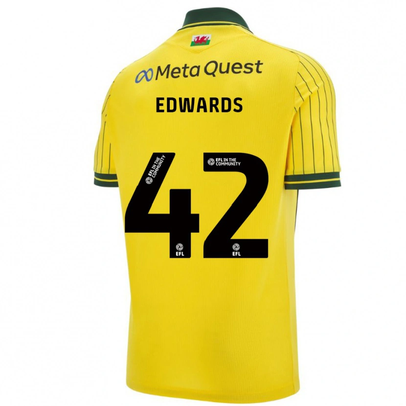 Danxen Kinder Callum Edwards #42 Gelb Grün Auswärtstrikot Trikot 2025/26 T-Shirt