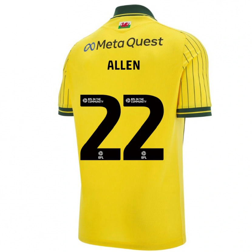 Danxen Kinder Keren Allen #22 Gelb Grün Auswärtstrikot Trikot 2025/26 T-Shirt