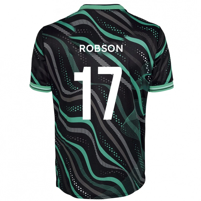 Danxen Kinder Ethan Robson #17 Schwarz Grün Auswärtstrikot Trikot 2025/26 T-Shirt