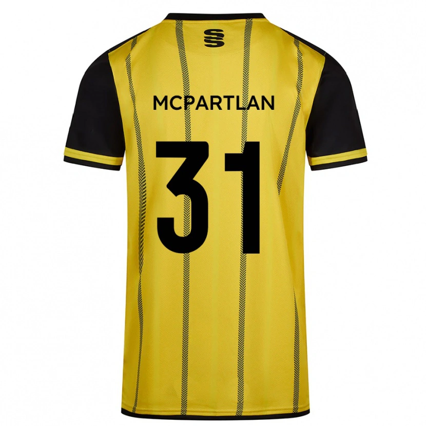 Danxen Kinder Cian Mcpartlan #31 Gelb Schwarz Auswärtstrikot Trikot 2025/26 T-Shirt