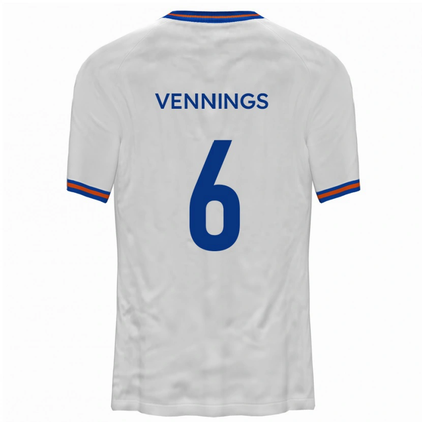 Danxen Kinder James Vennings #6 Weiß Blau Auswärtstrikot Trikot 2025/26 T-Shirt