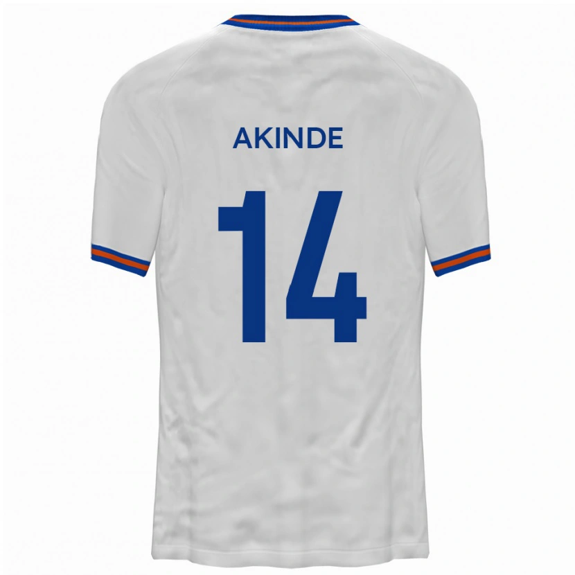 Danxen Kinder John Akinde #14 Weiß Blau Auswärtstrikot Trikot 2025/26 T-Shirt