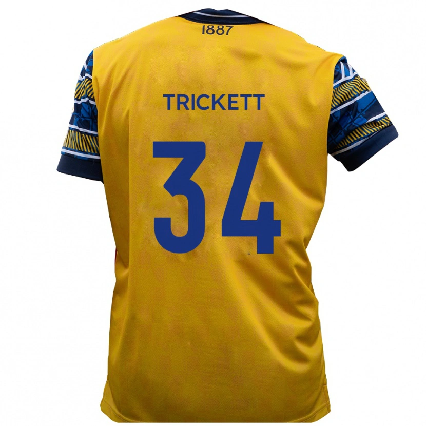 Danxen Kinder Joden Trickett #34 Gelb Schwarz Auswärtstrikot Trikot 2025/26 T-Shirt