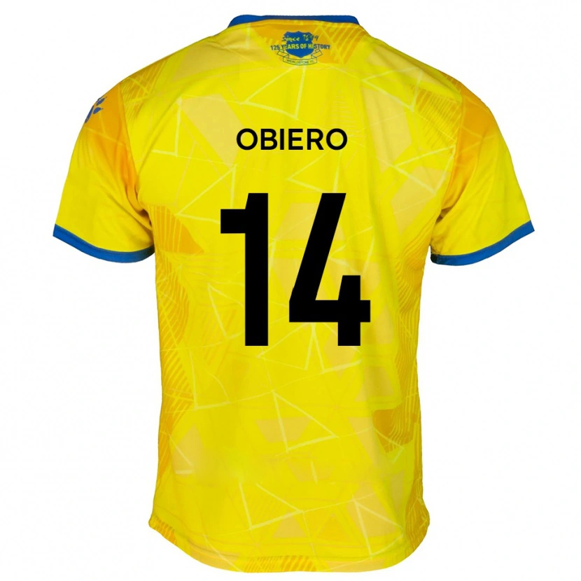 Danxen Kinder Micah Obiero #14 Gelb Blau Auswärtstrikot Trikot 2025/26 T-Shirt