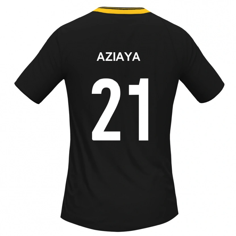 Danxen Kinder David Aziaya #21 Schwarz Gelb Auswärtstrikot Trikot 2025/26 T-Shirt