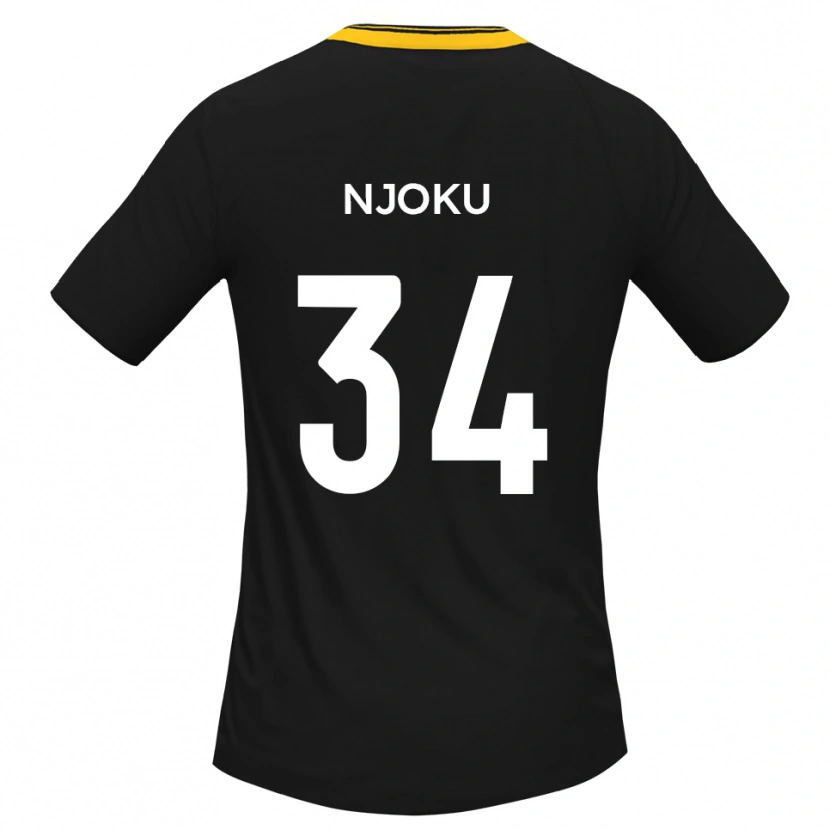 Danxen Kinder Brandon Njoku #34 Schwarz Gelb Auswärtstrikot Trikot 2025/26 T-Shirt