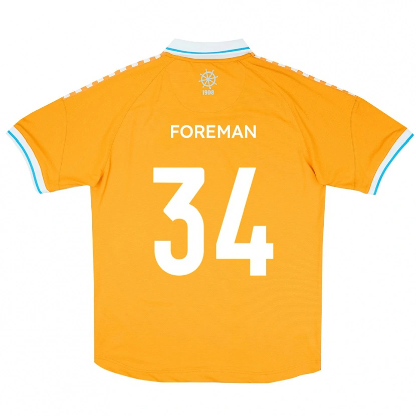 Danxen Kinder Kian Foreman #34 Gelb Blau Auswärtstrikot Trikot 2025/26 T-Shirt