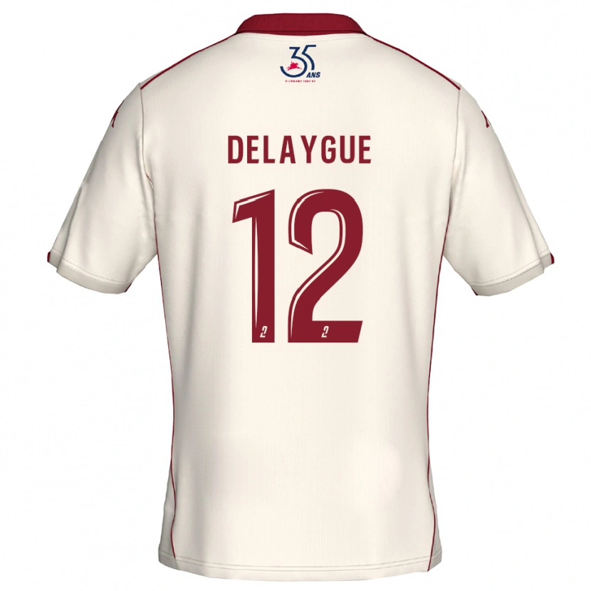 Danxen Kinder Lorenzo Delaygue #12 Weiß Burgunder Auswärtstrikot Trikot 2025/26 T-Shirt