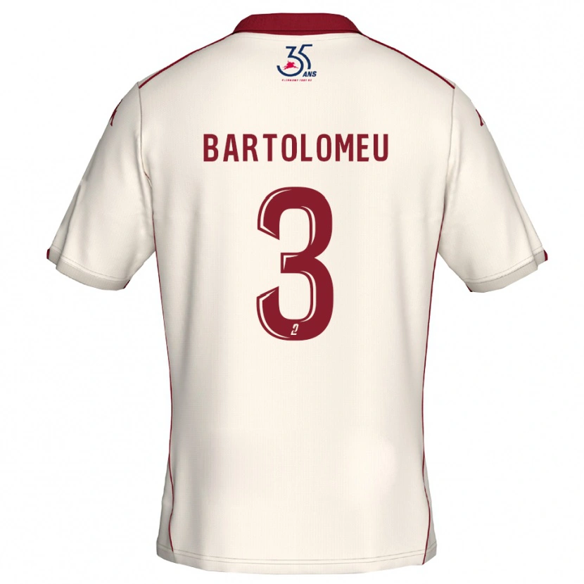 Danxen Kinder Malo Bartolomeu #3 Weiß Burgunder Auswärtstrikot Trikot 2025/26 T-Shirt
