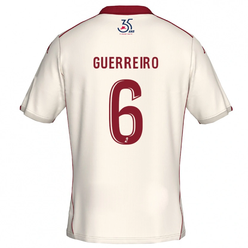 Danxen Kinder Mattéo Guerreiro #6 Weiß Burgunder Auswärtstrikot Trikot 2025/26 T-Shirt