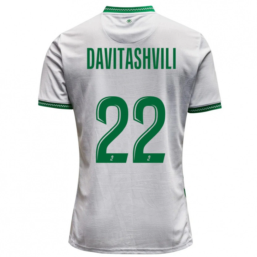 Danxen Kinder Zuriko Davitashvili #22 Weiß Grün Auswärtstrikot Trikot 2025/26 T-Shirt