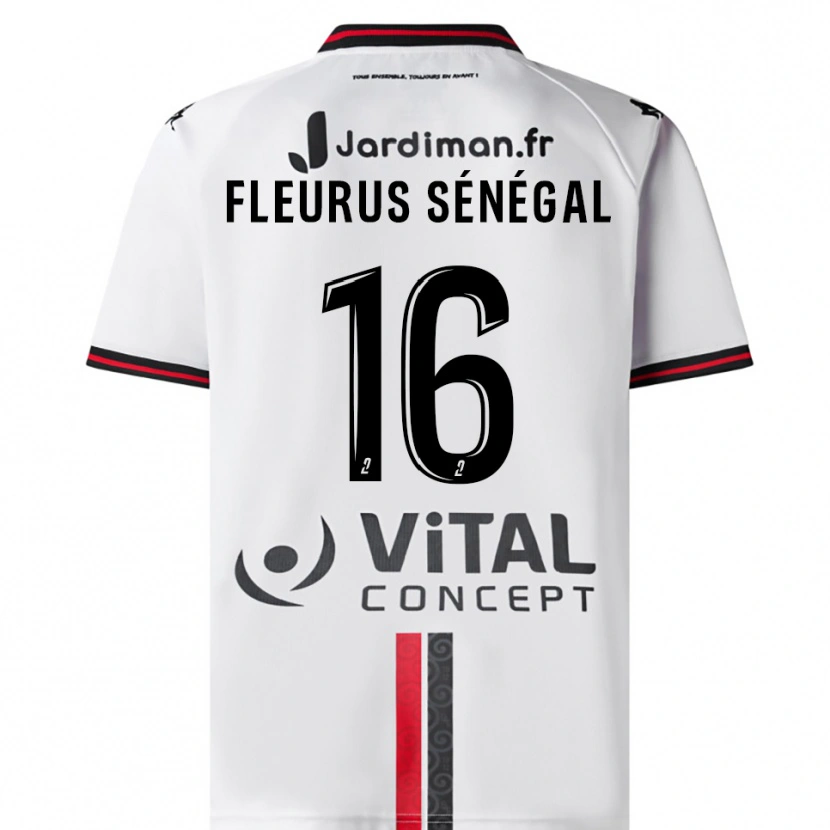 Danxen Kinder Paul Fleurus Sénégal #16 Weiß Rot Auswärtstrikot Trikot 2025/26 T-Shirt