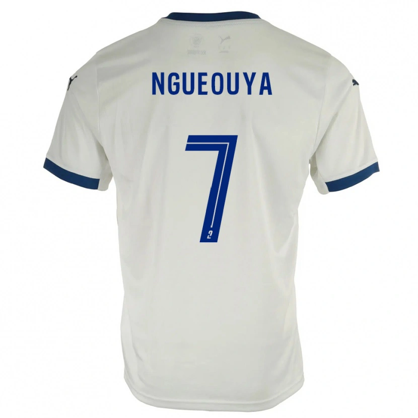 Danxen Kinder Anthony Ngueouya #7 Weiß Blau Auswärtstrikot Trikot 2025/26 T-Shirt