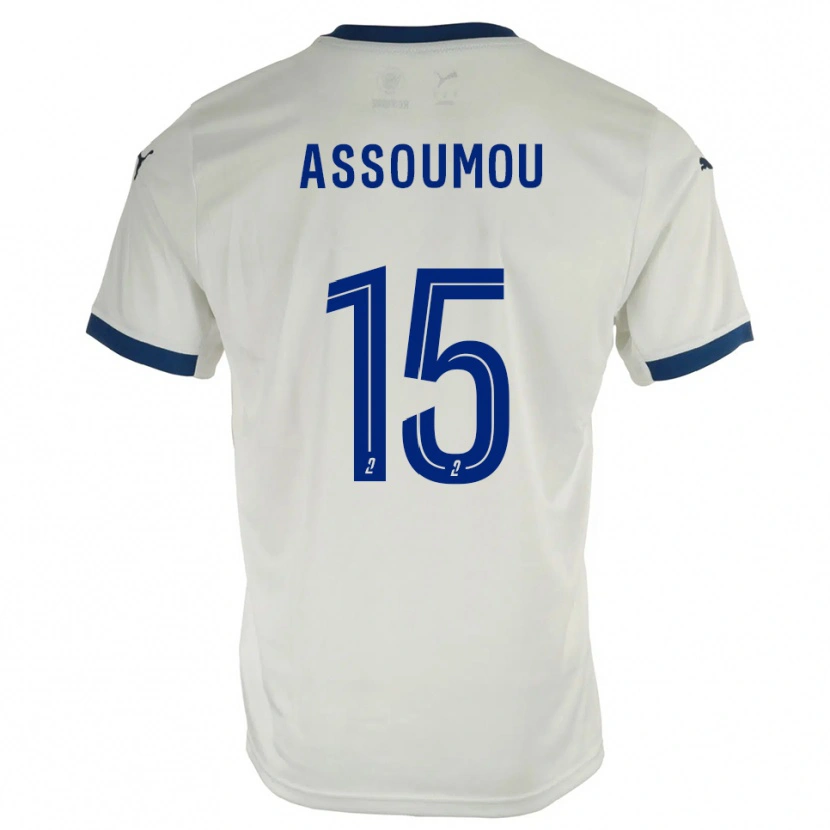 Danxen Kinder Jaurès Assoumou #15 Weiß Blau Auswärtstrikot Trikot 2025/26 T-Shirt