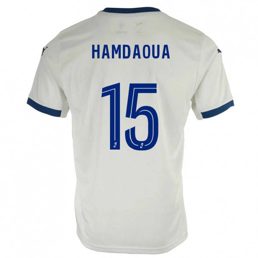 Danxen Kinder Noham Hamdaoua #15 Weiß Blau Auswärtstrikot Trikot 2025/26 T-Shirt