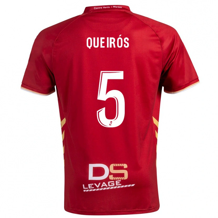 Danxen Kinder Diogo Queirós #5 Burgunder Gold Auswärtstrikot Trikot 2025/26 T-Shirt