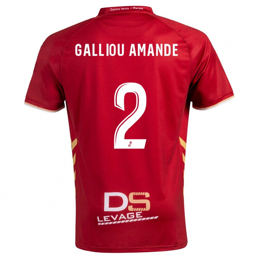 Danxen Kinder Noa Galliou Amande #2 Burgunder Gold Auswärtstrikot Trikot 2025/26 T-Shirt