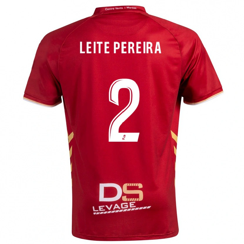 Danxen Kinder Matéo Leite Pereira #2 Burgunder Gold Auswärtstrikot Trikot 2025/26 T-Shirt