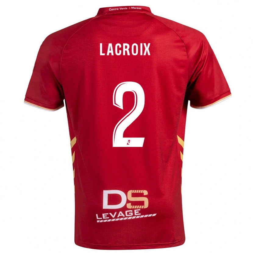Danxen Kinder Loïs Lacroix #2 Burgunder Gold Auswärtstrikot Trikot 2025/26 T-Shirt