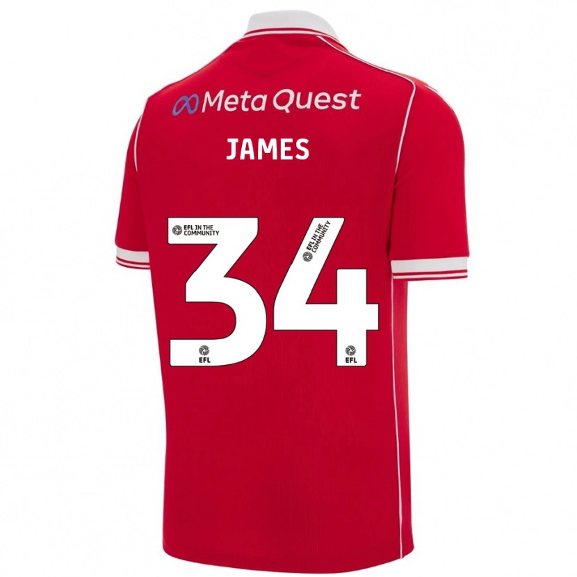 Danxen Herren Aaron James #34 Rot Weiß Heimtrikot Trikot 2025/26 T-Shirt