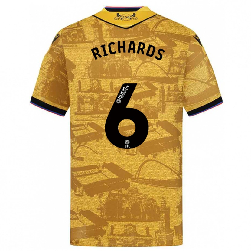Danxen Herren Jade Richards #6 Gold Schwarz Auswärtstrikot Trikot 2025/26 T-Shirt
