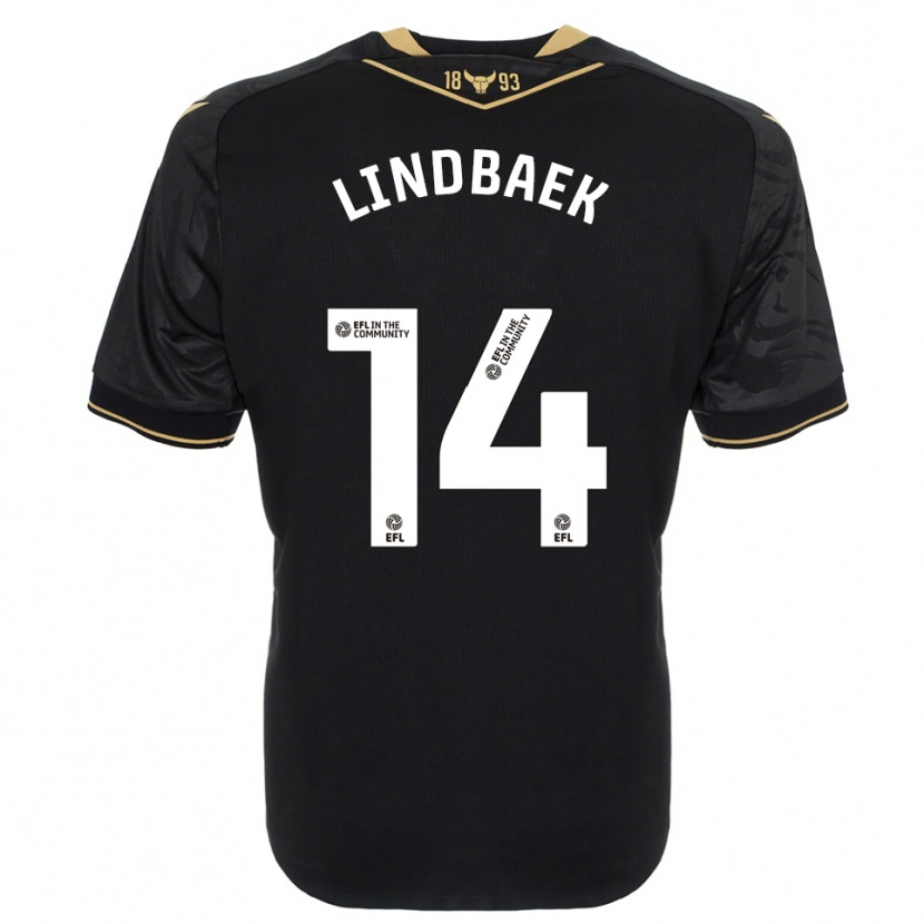 Danxen Herren Adele Lindbaek #14 Schwarz Gold Auswärtstrikot Trikot 2025/26 T-Shirt