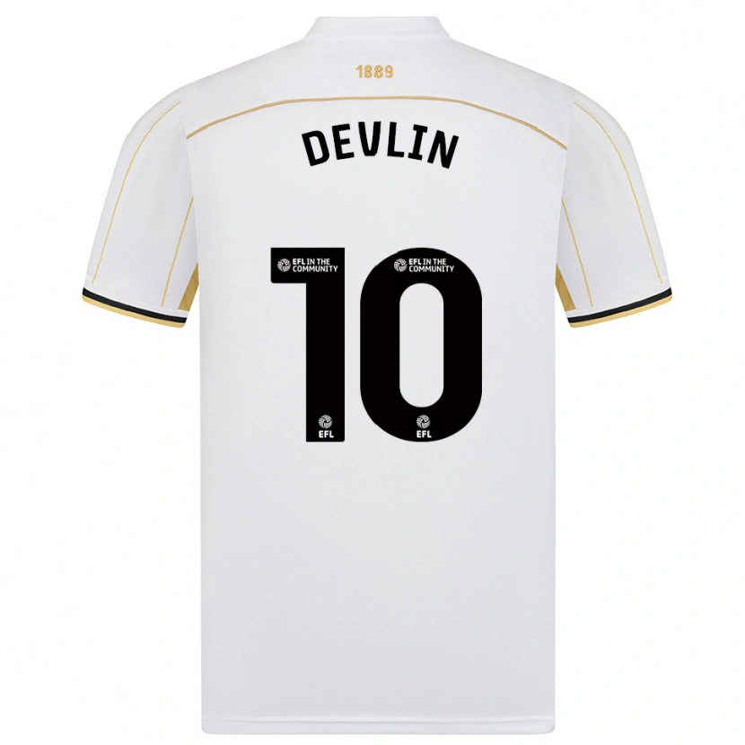 Danxen Herren Charlie Devlin #10 Weiß Gold Auswärtstrikot Trikot 2025/26 T-Shirt
