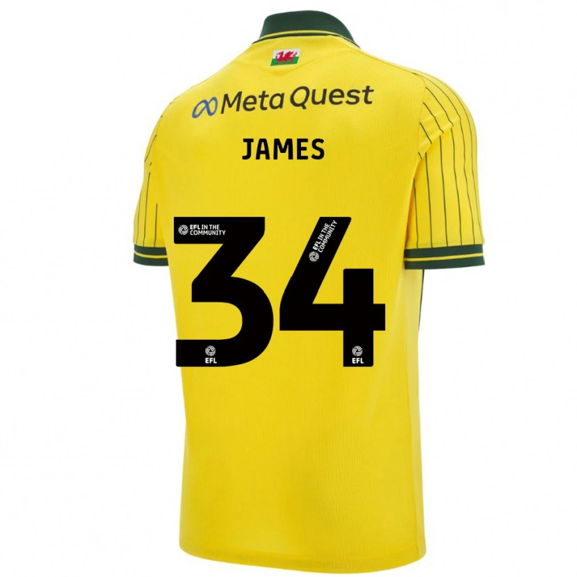 Danxen Herren Aaron James #34 Gelb Grün Auswärtstrikot Trikot 2025/26 T-Shirt