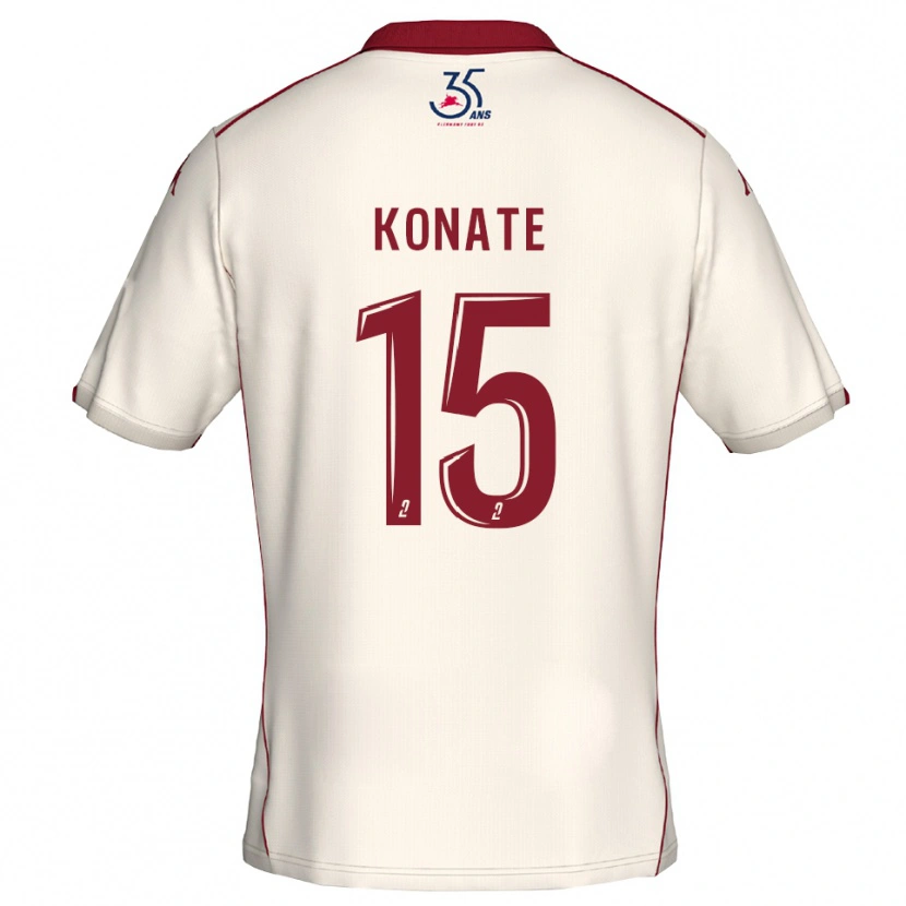 Danxen Herren Cheick Oumar Konaté #15 Weiß Burgunder Auswärtstrikot Trikot 2025/26 T-Shirt