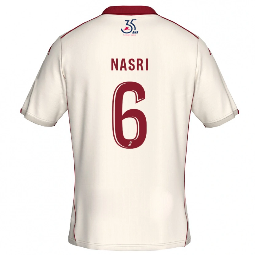 Danxen Herren Rayane Nasri #6 Weiß Burgunder Auswärtstrikot Trikot 2025/26 T-Shirt