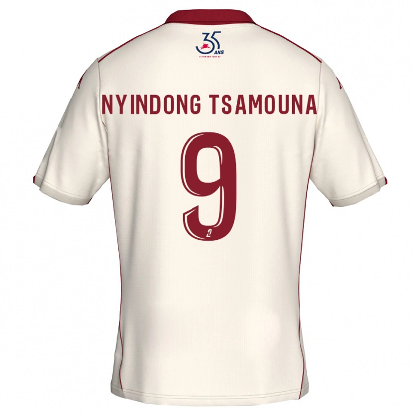 Danxen Herren Jean Nyindong Tsamouna #9 Weiß Burgunder Auswärtstrikot Trikot 2025/26 T-Shirt
