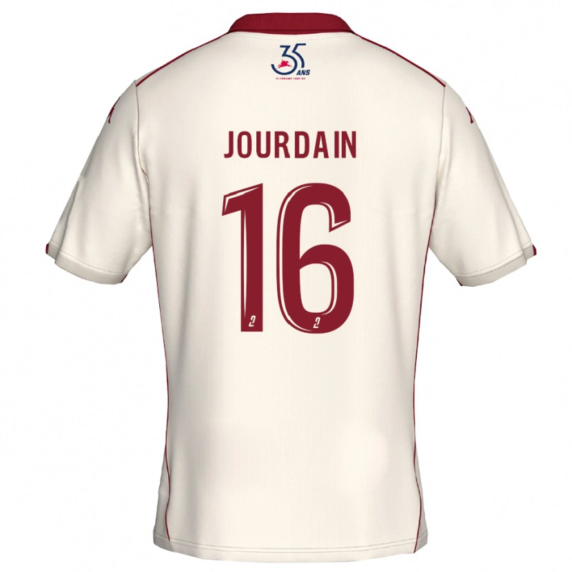 Danxen Herren Théo Jourdain #16 Weiß Burgunder Auswärtstrikot Trikot 2025/26 T-Shirt